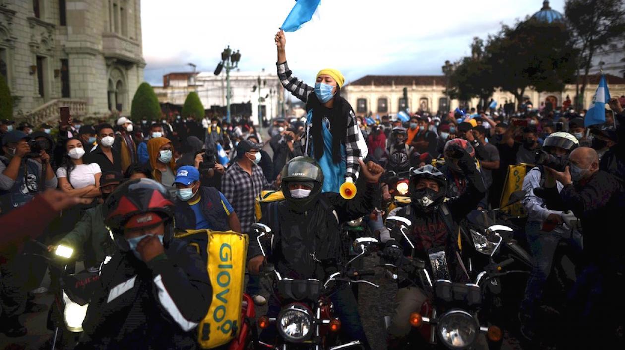 Grupos de manifestantes en Guatemala.