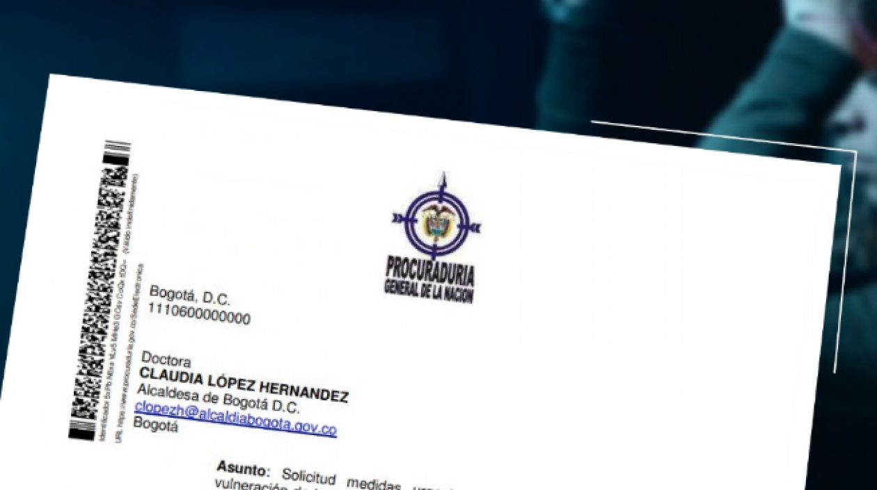 Misiva enviada a mandatarios, entre ellos la Alcaldesa de Bogotá.