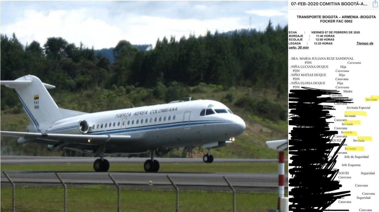El segundo avión presidencial fue utilizado para llevar invitados a la fiesta de la hija del Presidente Duque.