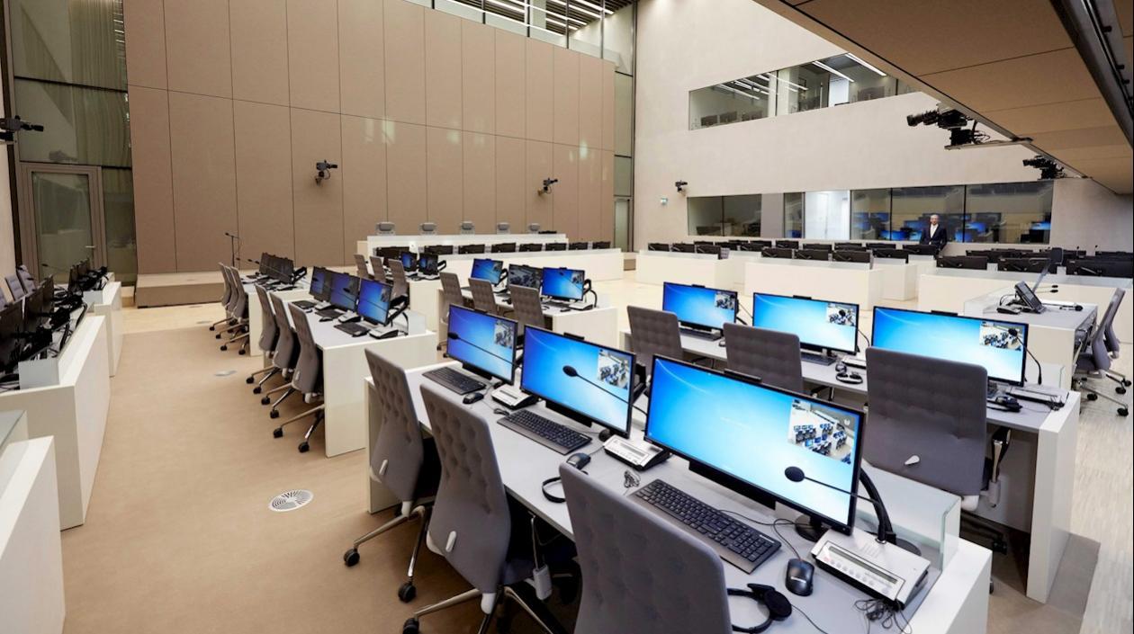Vista del interior de una de las salas de la Corte Penal Internacional de la Haya.