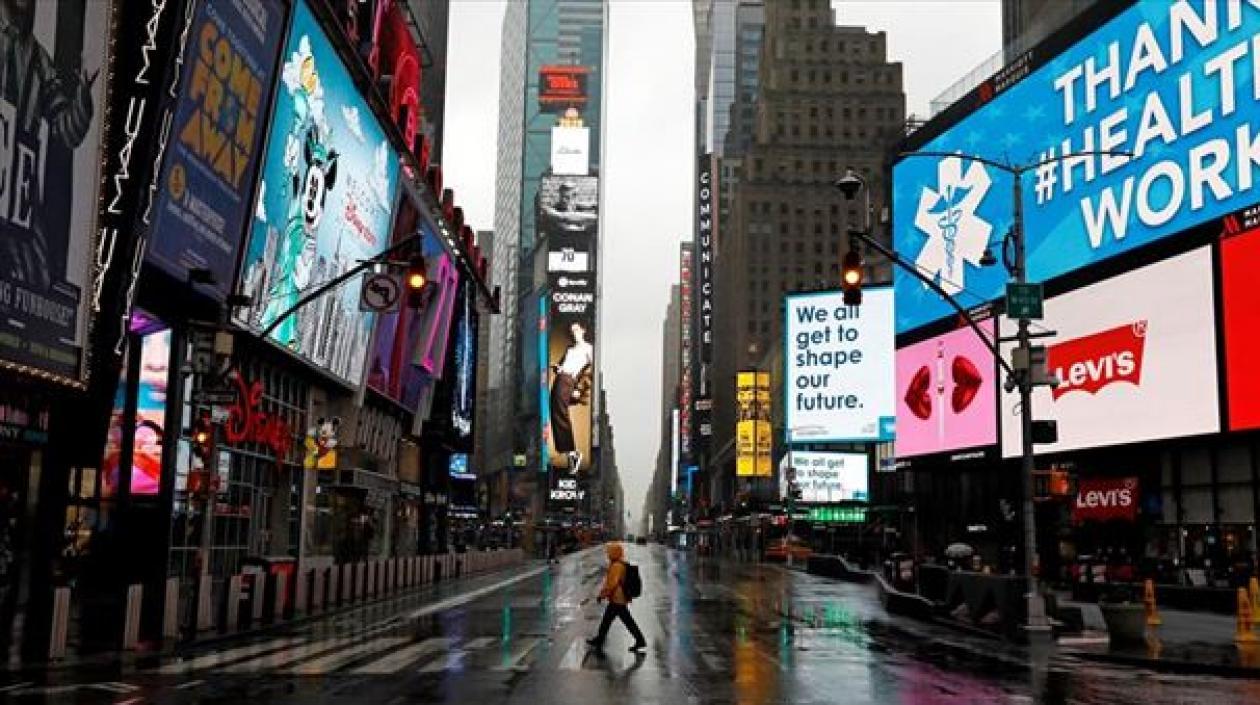 Times Square, Manhattan, Nueva York, en tiempo de pandemia.
