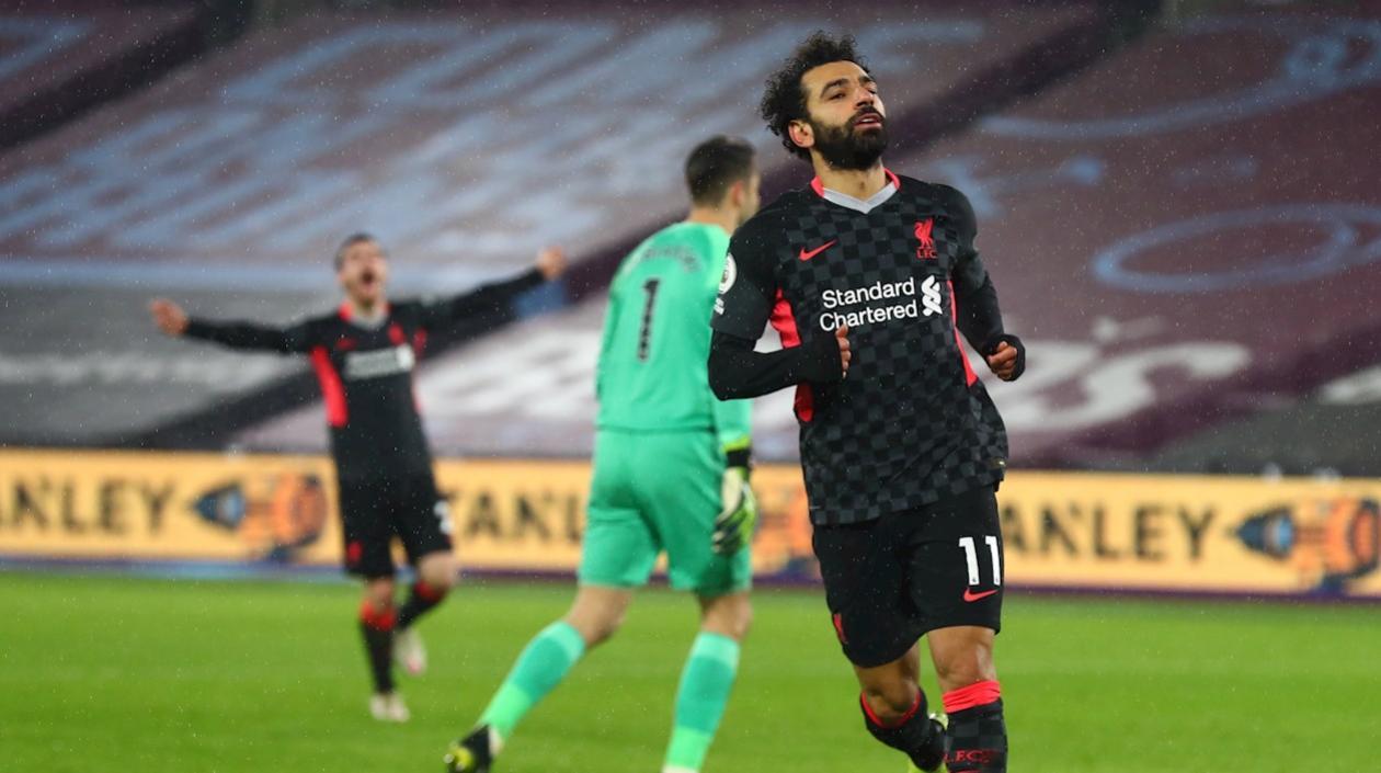 Mohamed Salah, delantero egipcio, celebra su primer gol. 