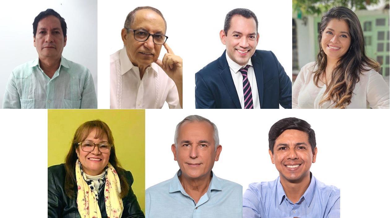 Los candidatos Álvaro Lastra, Alfredo Palencia, Danilo Hernández, Marcela Cuéllar, Carmiña Vargas, Alberto Moreno y Astelio Silvera.