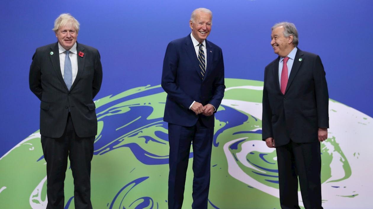 Boris Johnson, Joe Biden y António Guterres.