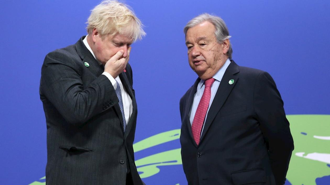 Boris Johnson y António Guterres.