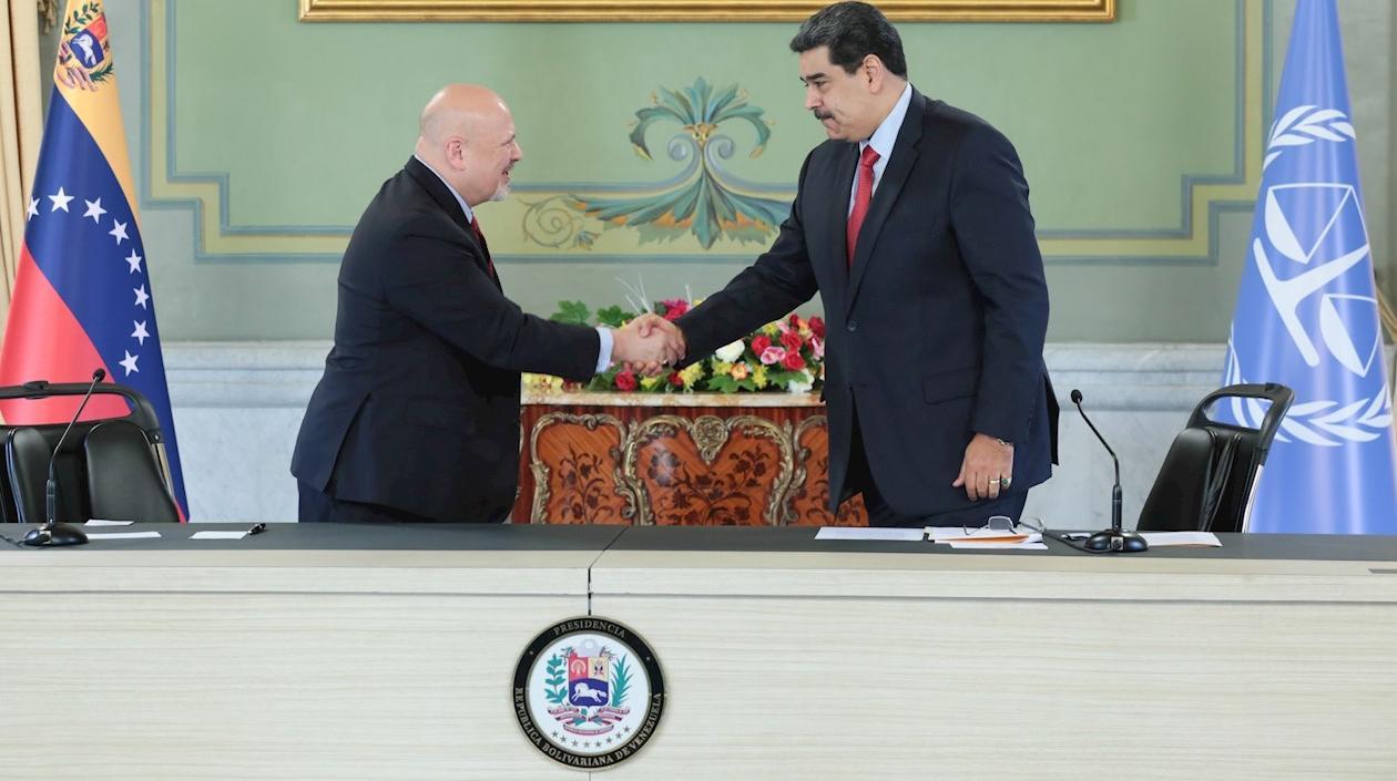 Fiscal de la CPI Karim Khan y Nicolás Maduro.