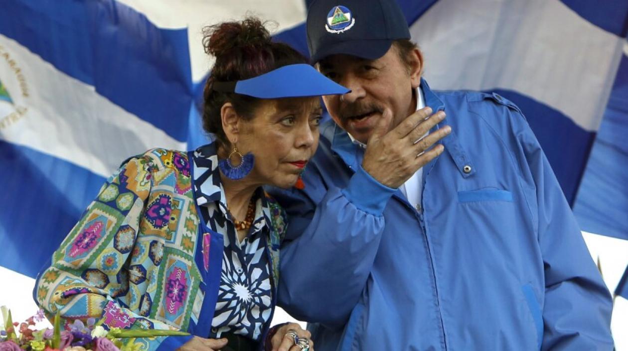 Presidente de Nicaragua, Daniel Ortega, y  la vicepresidenta Rosario Murillo.