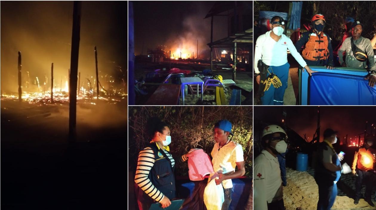 Alcaldía de Cartagena entregó ayudas a los afectados por el incendio en Playa Blanca.