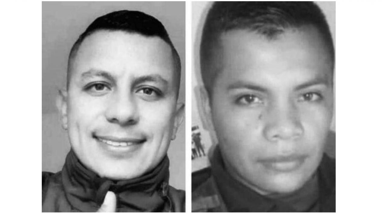 Los policías asesinados en Nariño, subintendente Jonathan Eduardo Bastidas y el patrullero Justino Alexander Davila Urbano.
