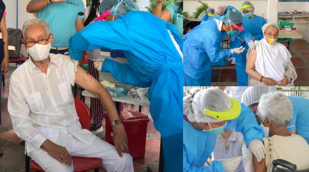 Los primeros adultos mayores de 80 años vacunados contra el Covid-19 en Cartagena.