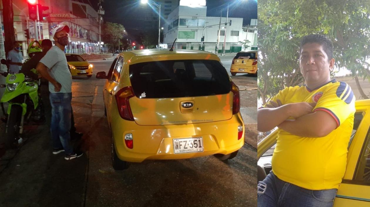 Efrén Santiago Soto conducía este taxi cuando fue baleado. 