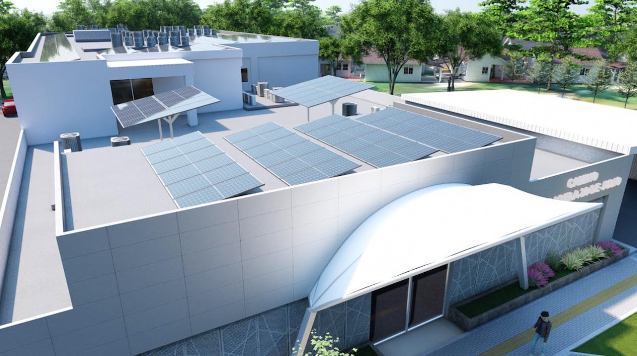 Modelo de paneles solares en centros asistenciales.