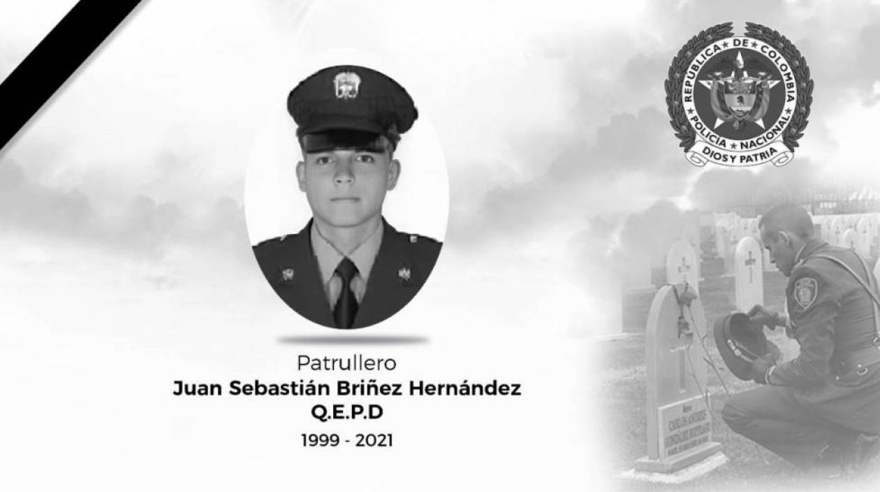 Patrullero Juan Briñez Hernández, fallecido en Cali. 