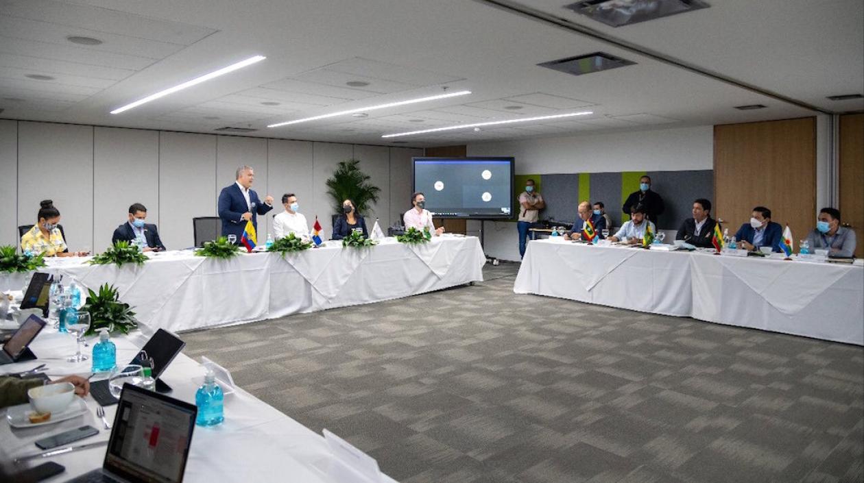 El Presidente Iván Duque durante el encuentro con Alcaldes en Medellín.