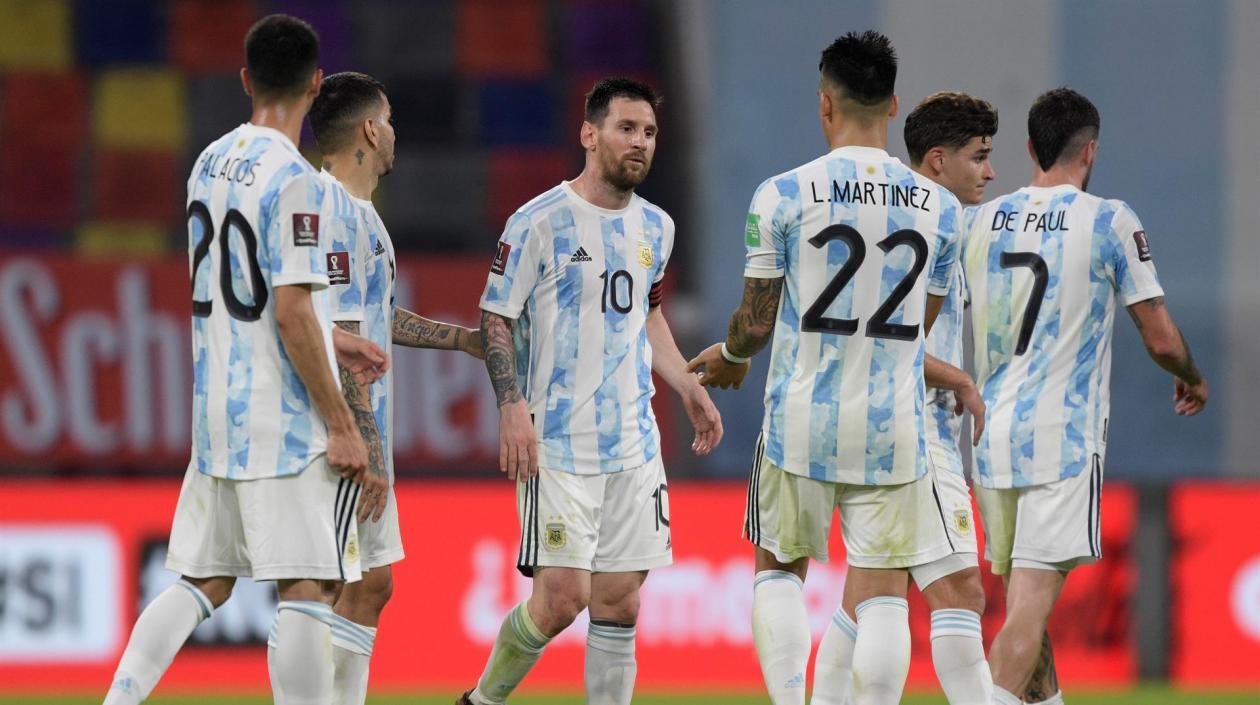Lionel Messi y sus compañeros de la Selección Argentina. 