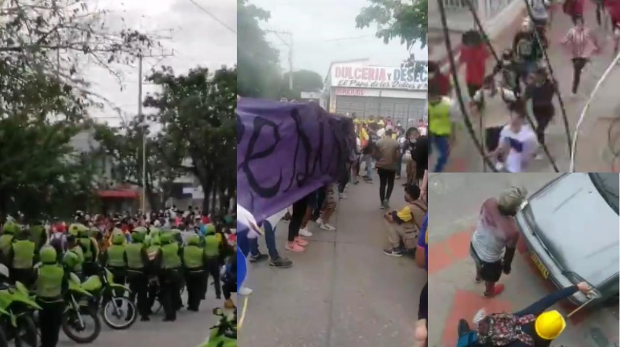 Así fue la protesta a unas calles del estadio Metropolitano de Barranquilla.