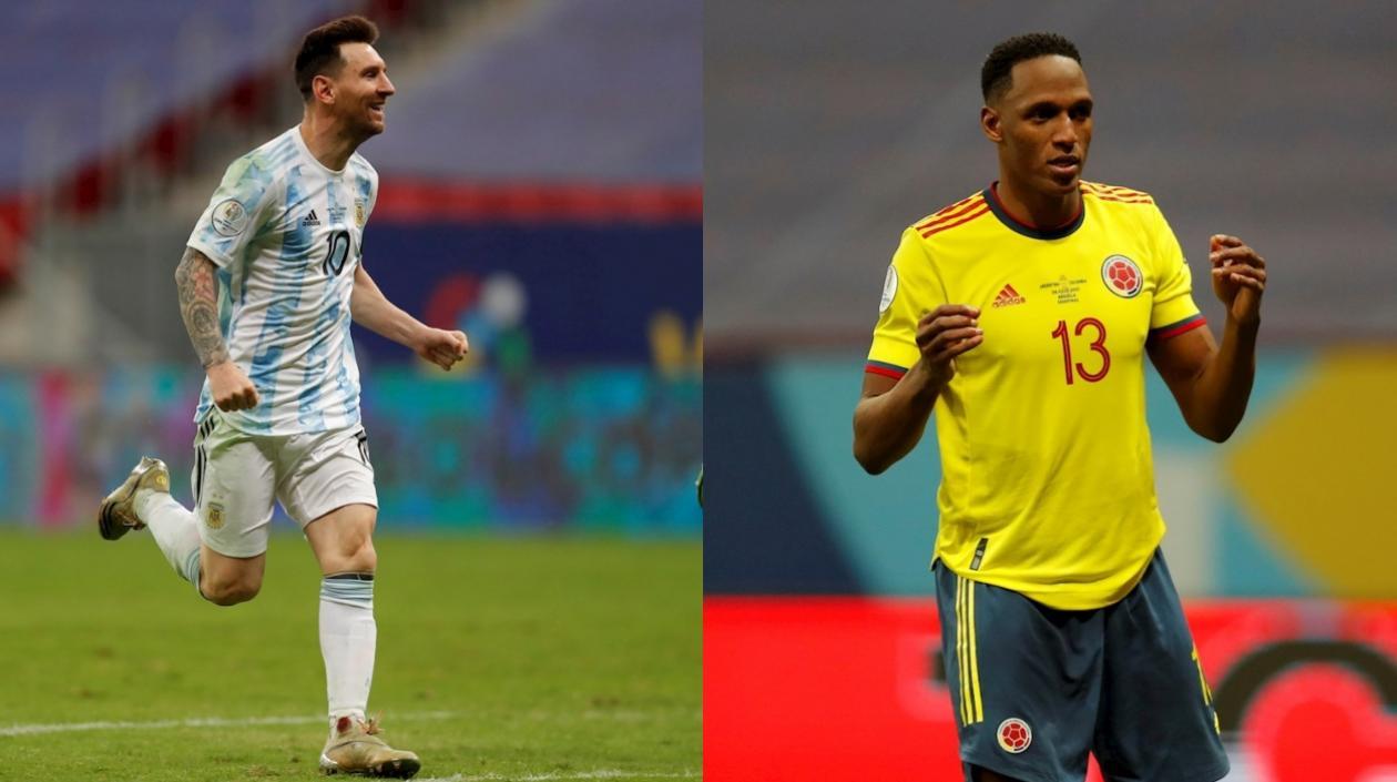Lionel Messi y Yerry Mina.