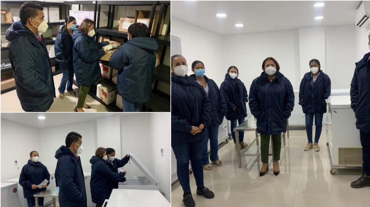 Un equipo de Minsalud visita un centro de acopio de vacunas.