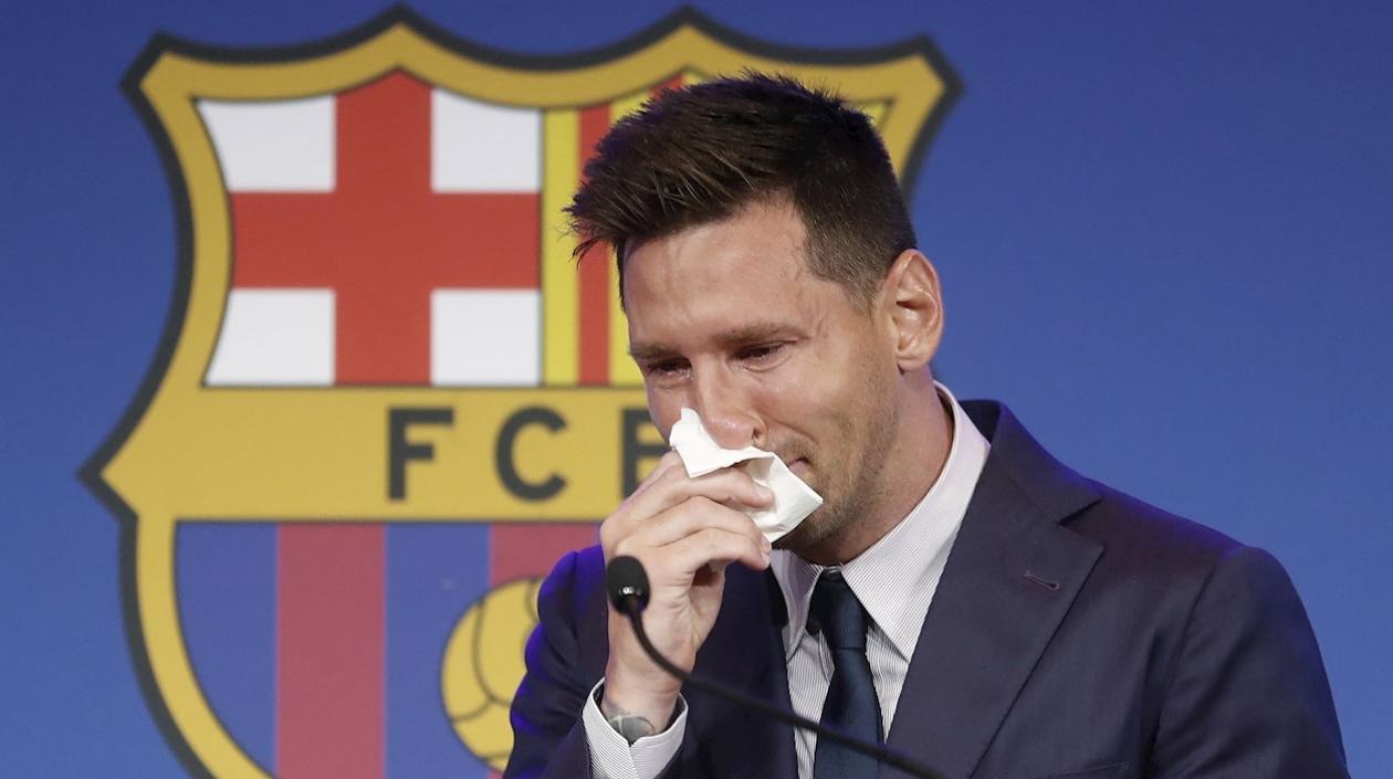Desconsolado Lionel Messi en la rueda de prensa.