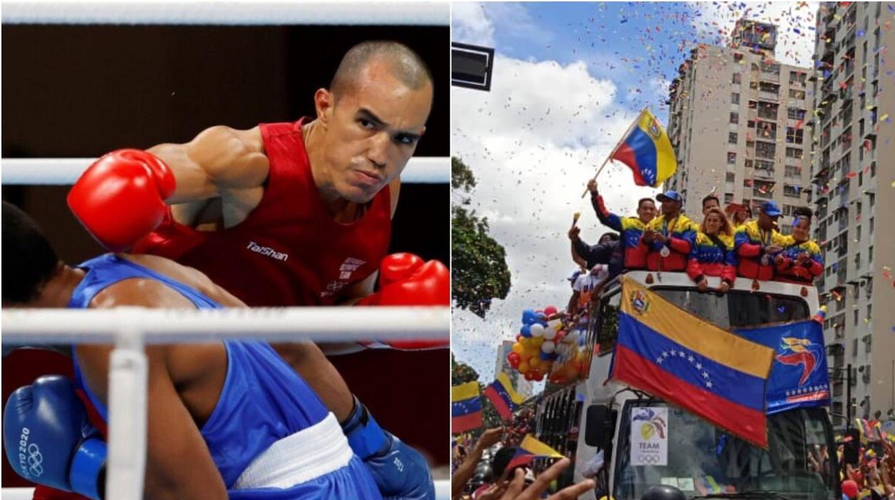 Eldric Sella y los atletas venezolanos. 