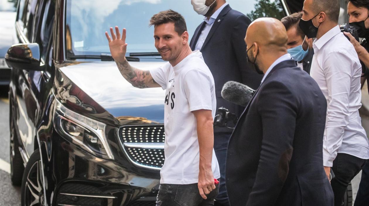 Lionel Messi a su llegada al hotel. 