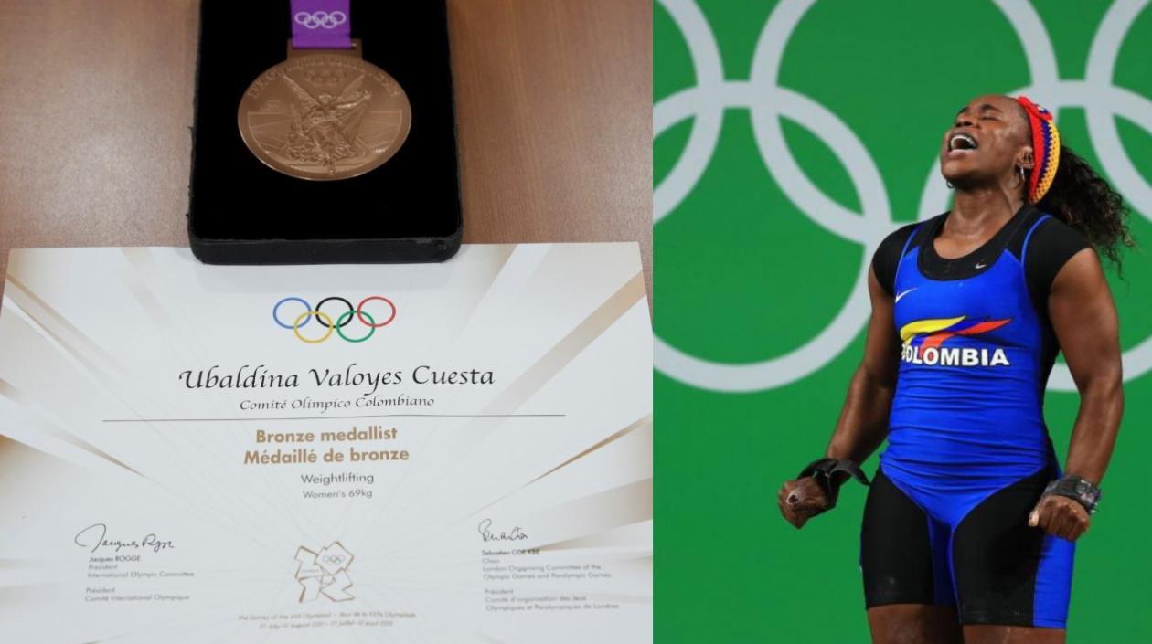 Medalla y diploma de Ubaldina Valoyes. 