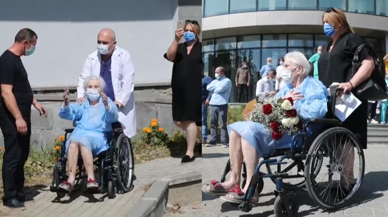 Anciana a la salida del hospital en Georgia.