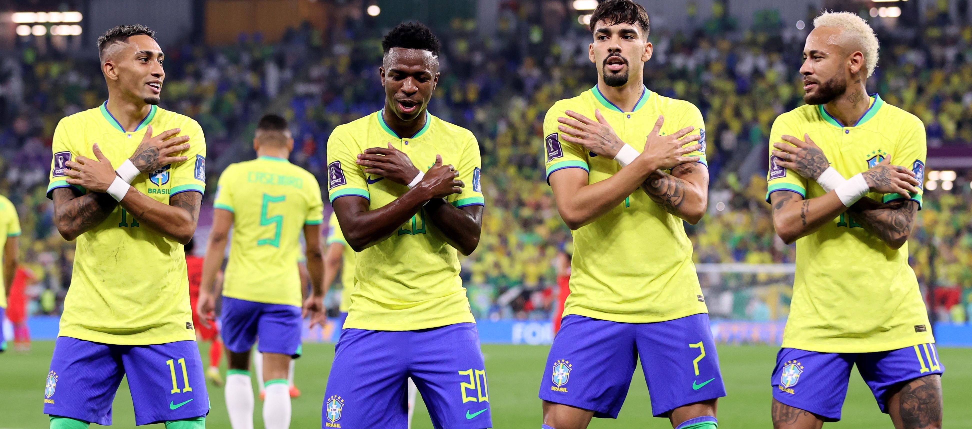 Raphinha, Vinicius, Lucas Paquetá y Neymar, integrantes de la selección brasileña en Catar 2022.