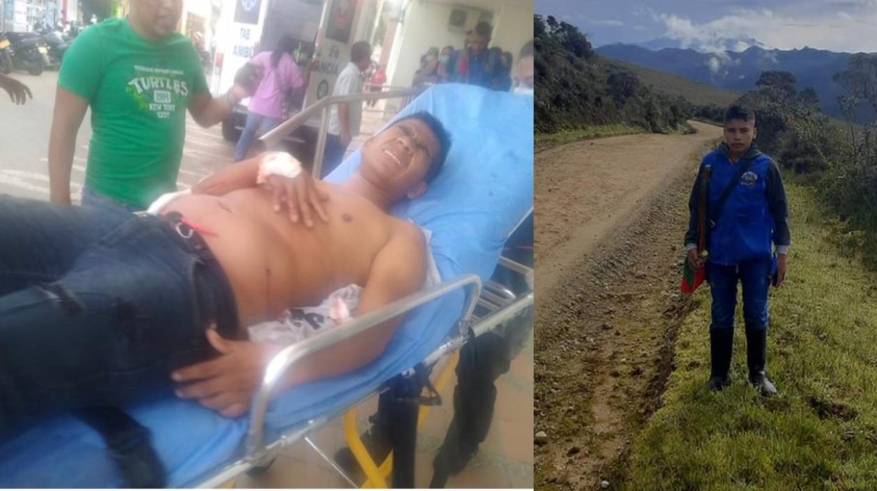 Indígena herido en Las Delicias. En la otra foto el niño indígena asesinado.