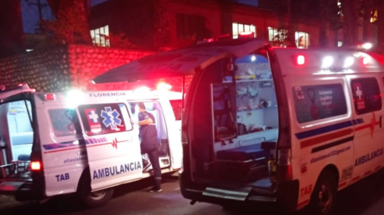 Ambulancias que trasladaron a los heridos.