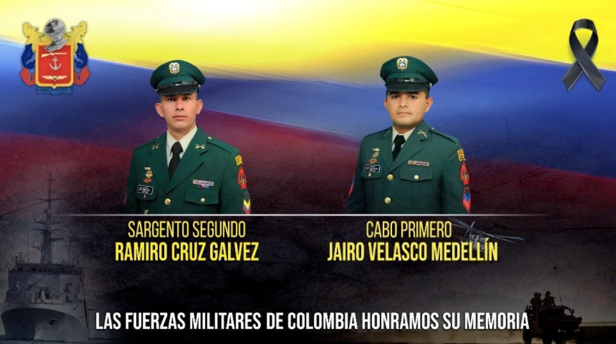 El sargento Ramiro Cruz Gelvez y el cabo Jairo Velasco Medellín murieron en combates con disidencias