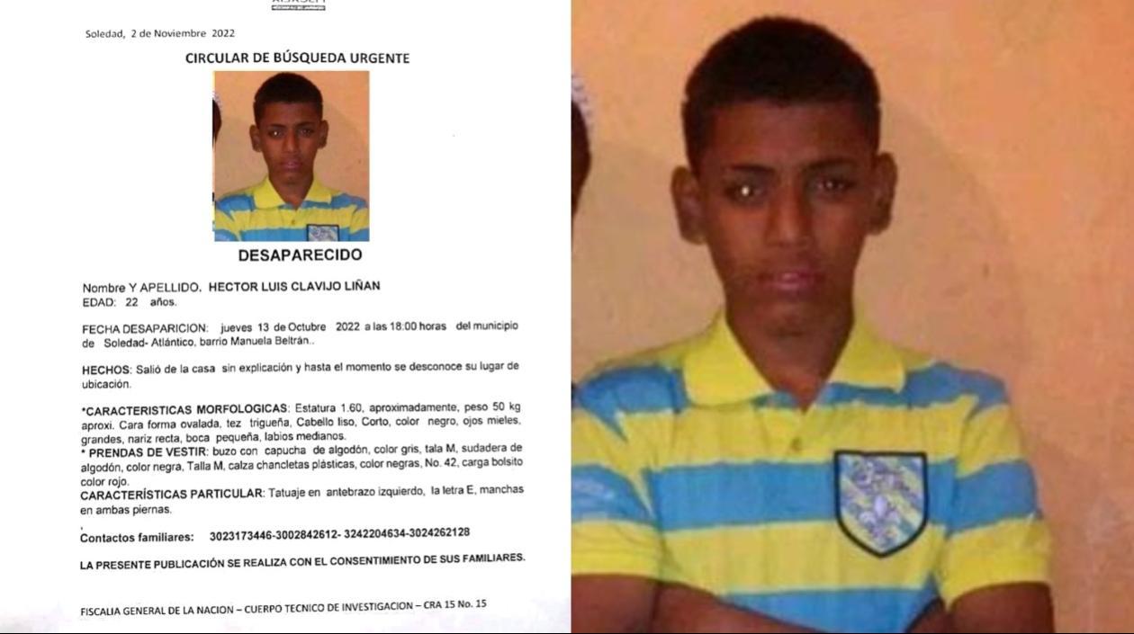 Héctor Luis Clavijo Liñán, de 22 años, desaparecido. 