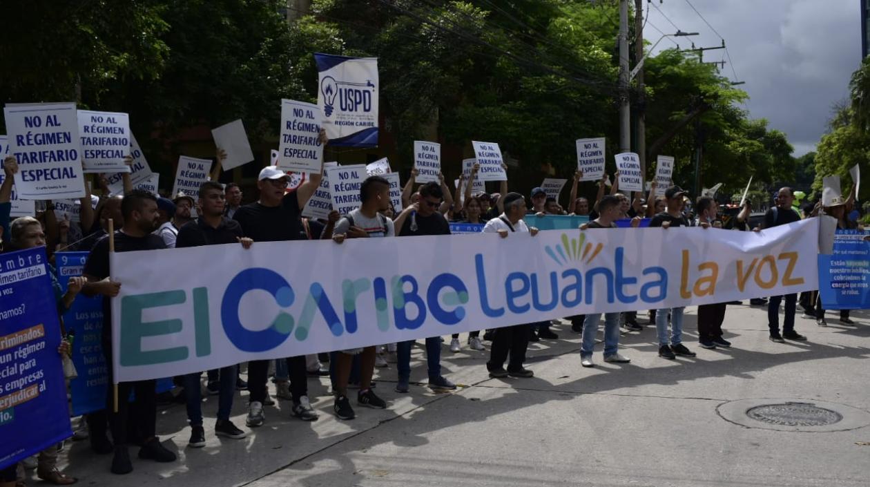 Protesta en Barranquilla contra las tarifas de energía.