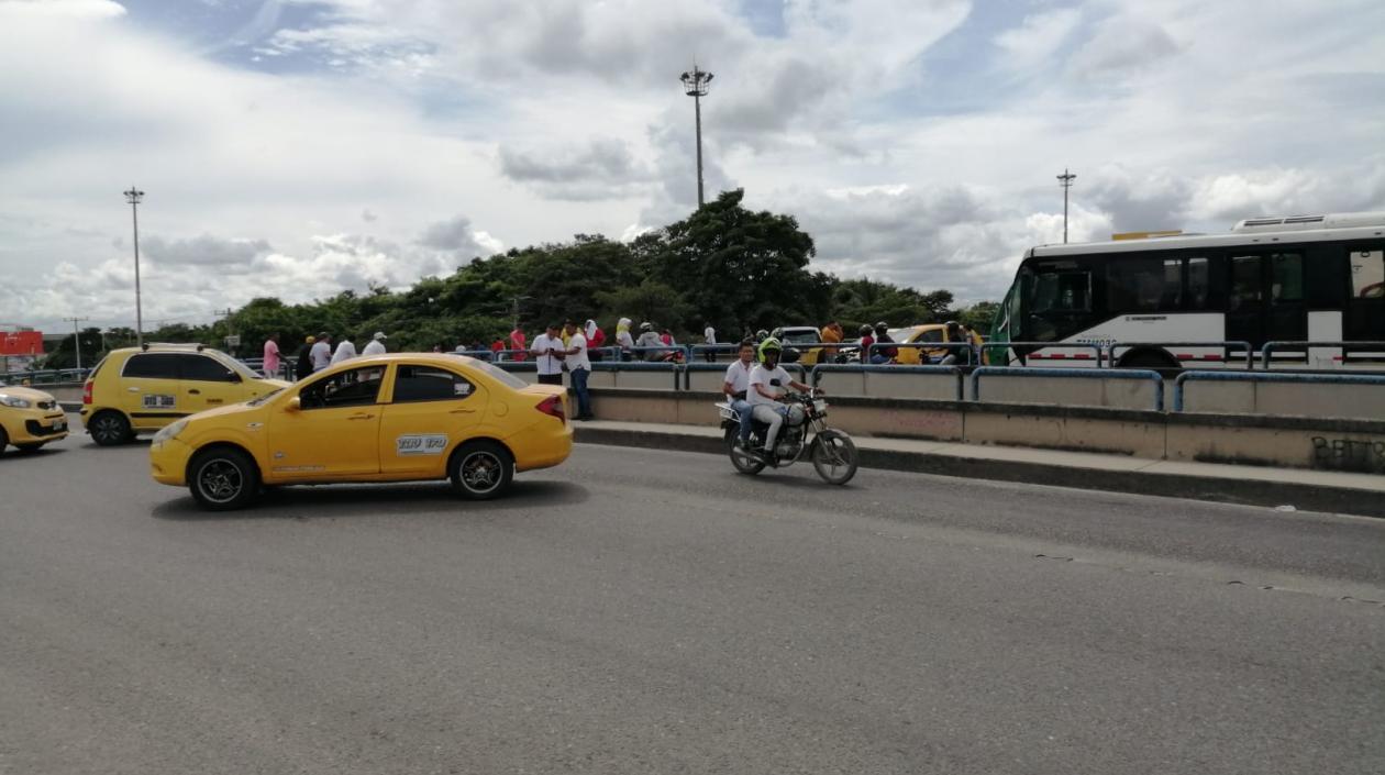 Bloqueo de taxistas en Barranquilla. 