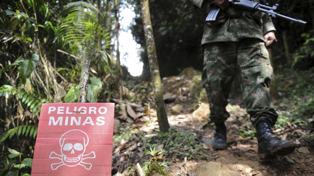 Las minas antipersonas son comunes en las zonas de conflicto armado en Colombia. 