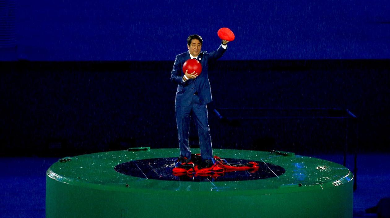 Shinzo Abe, durante la ceremonia de clausura de Río de Janeiro. 
