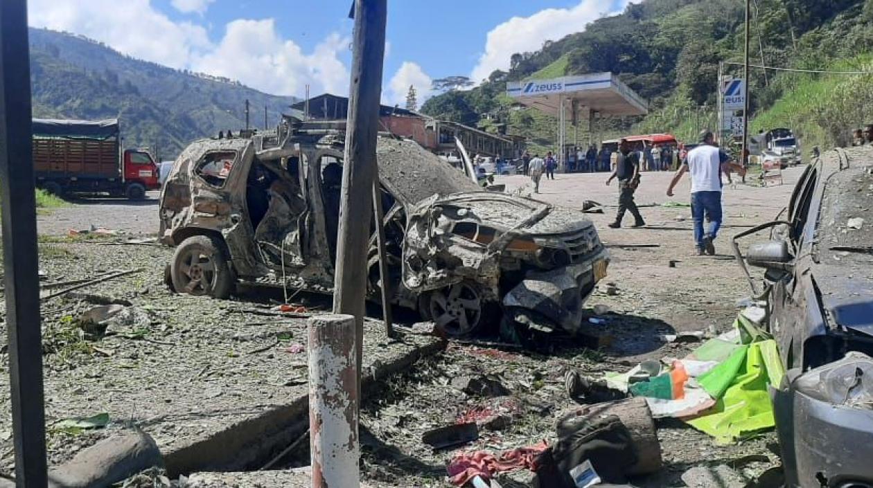 Sitio del atentado en Cañasgordas, Antioquia.