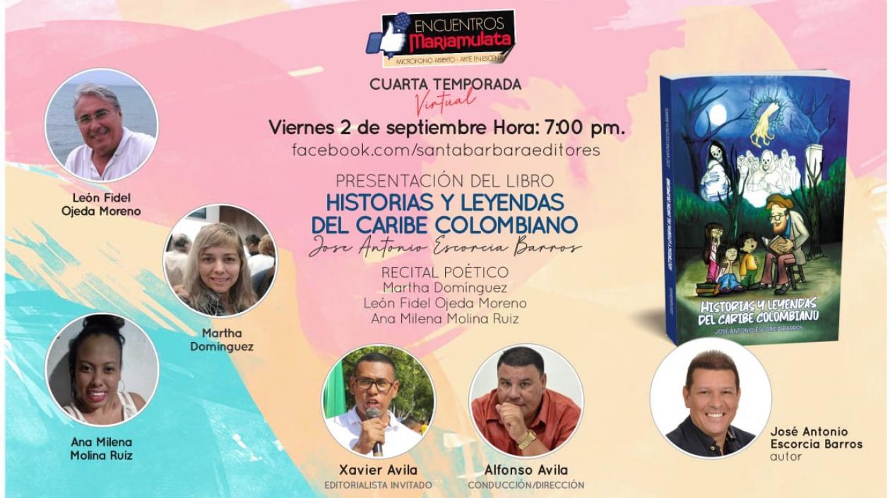 Afiche promocional del lanzamiento del libro  ‘Historias y leyendas del Caribe colombiano’.