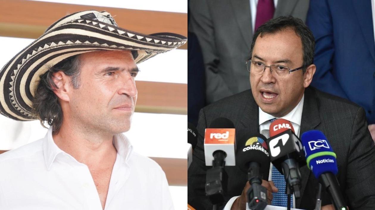El excandidato presidencial 'Fico' Gutiérrez y el Ministro del Interior, Alfonso Prada.