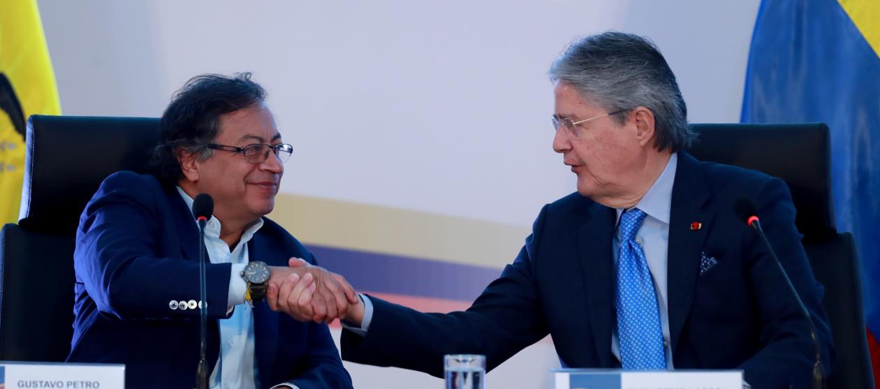 El Presidente de Colombia, Gustavo Petro, y su homólogo de Ecuador, Guillermo Lasso.