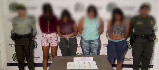 Las cuatro mujeres extranjeras capturadas en Cartagena.