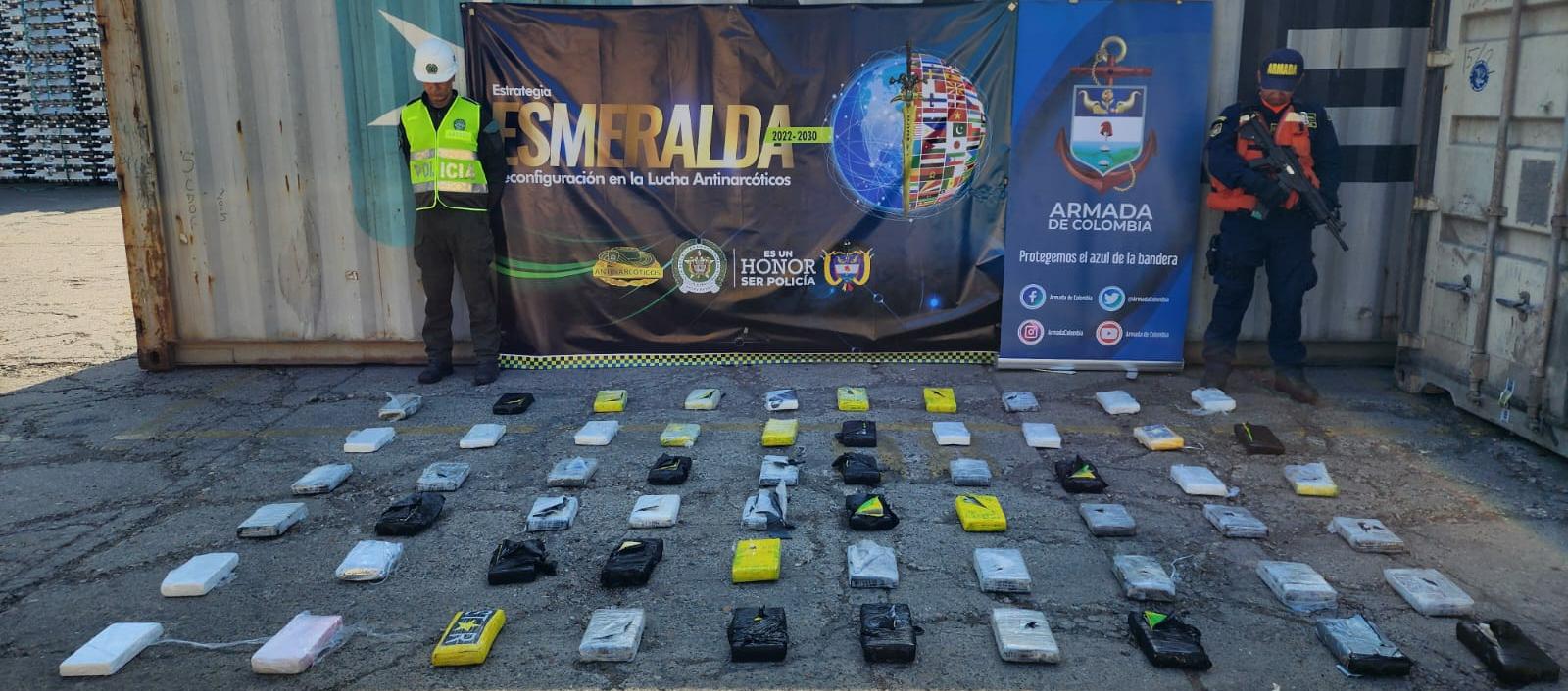 Armada de Colombia incautó 65 kilogramos de clorhidrato de cocaína.
