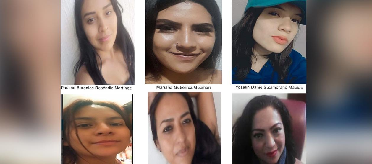 Las seis mujeres reportadas como desaparecidas desde el pasado 7 de marzo.