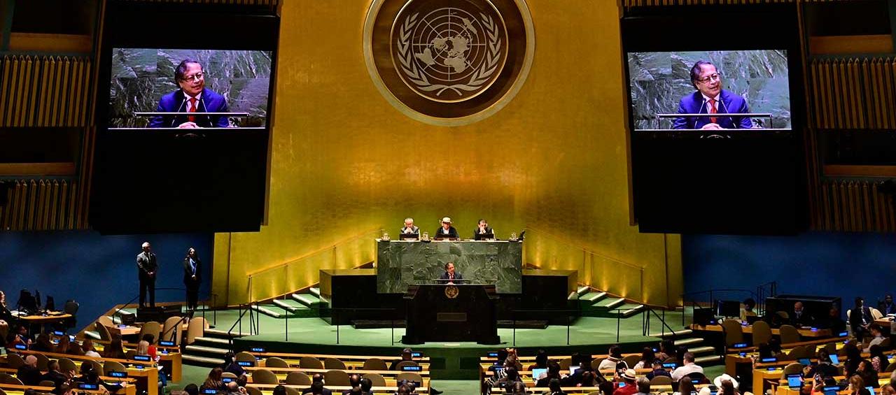 Gustavo Petro en su intervención de este lunes en la ONU.