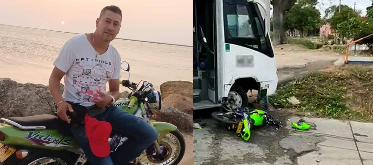  Jhoan Alexis Muñoz Acevedo con la moto con que se estrelló con el bus en Malambo. 