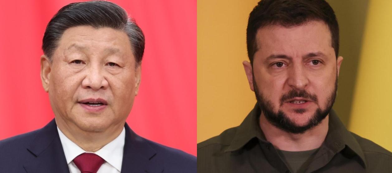 El presidente chino, Xi Jinping, y su homólogo de Ucrania, Volodímir Zelenski.