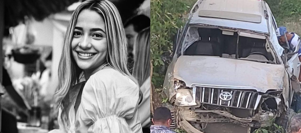 Valeria Hernández, estudiante de medicina que murió en un accidente. En la siguiente foto, la camioneta en la que viajaba