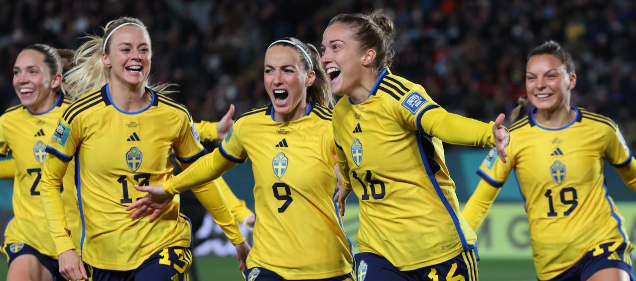 La celebración de las jugadoras de Suecia.