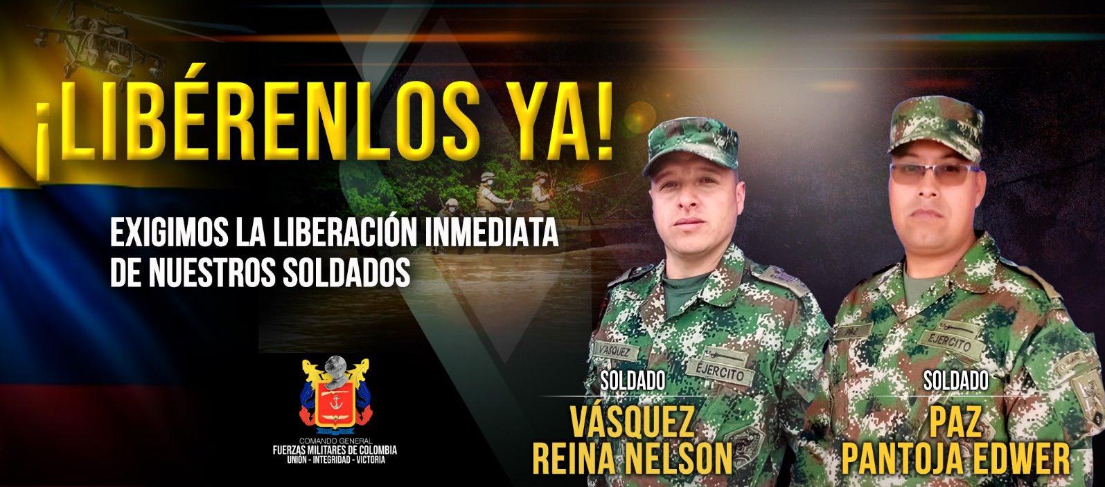 Los soldados Edwer Paz Pantoja y Nelson Vásquez Reina, secuestrados