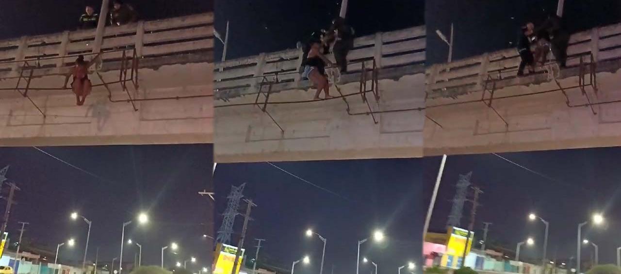 Policía evitó que mujer se lanzara de un puente peatonal de la Circunvalar